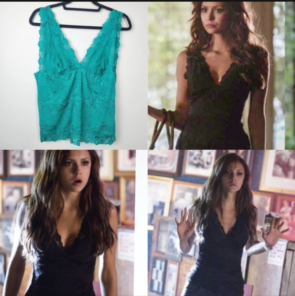 ASO Katheryn Pierce Alt Colour Bebe Lace Tank Top Size Large